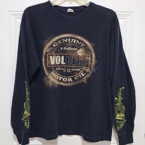 Volbeat Motor Oil M Medium Tour Black Long Sleeve Shirt Punk Metal Alternative